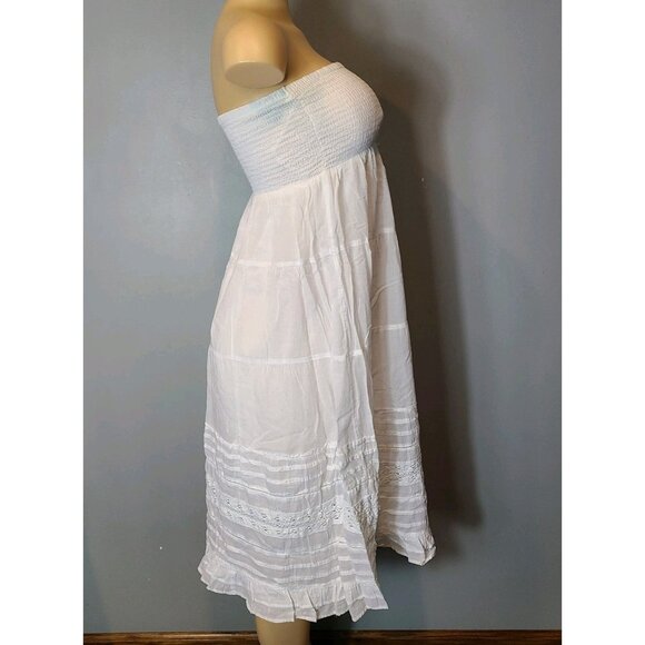 VTG American Eagle White Smocked Dress Cottage Resort Sz Medium Wedding Lace - Picture 4 of 10